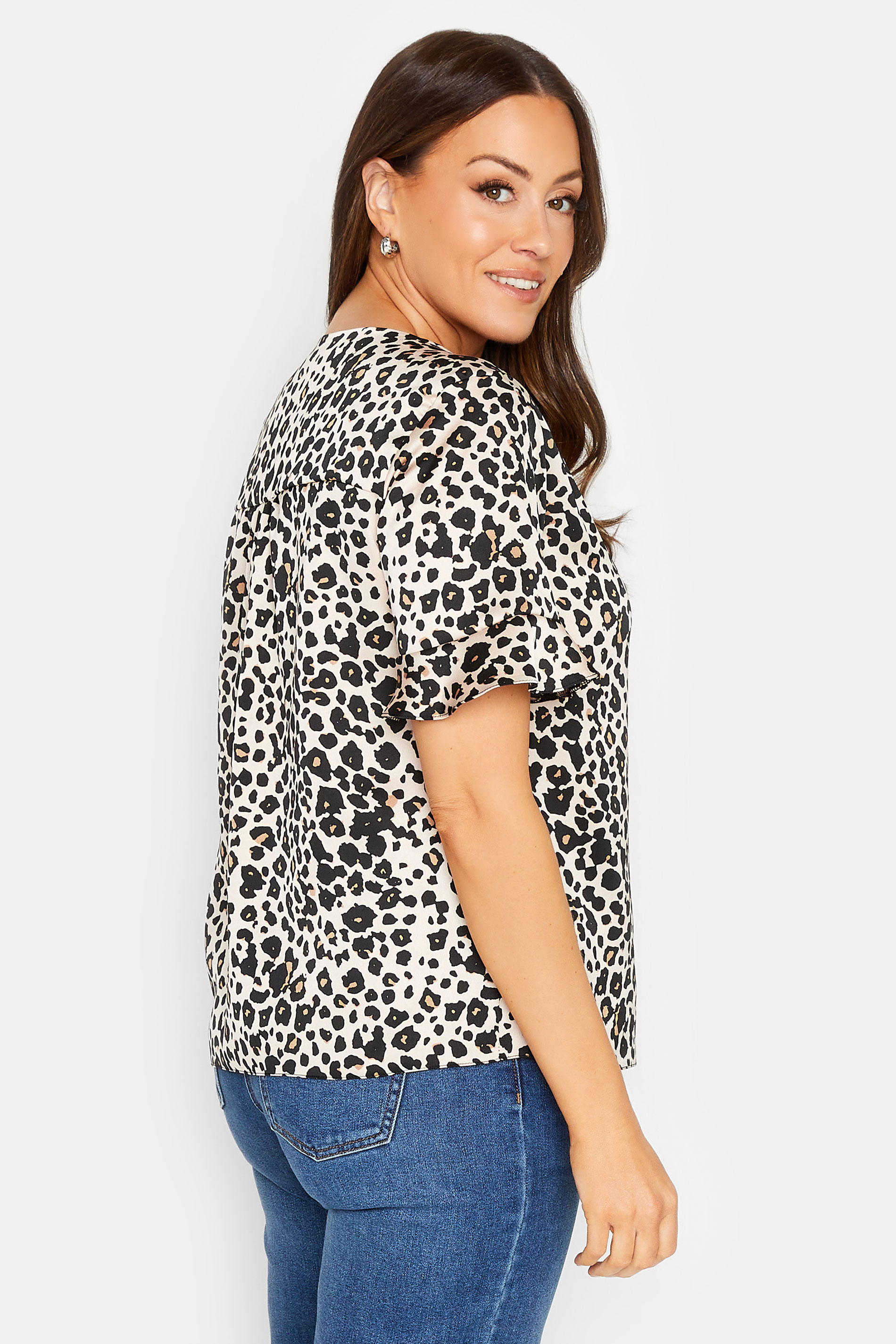 M&Co Natural Leopard Frill Sleeve Blouse | M&Co 3