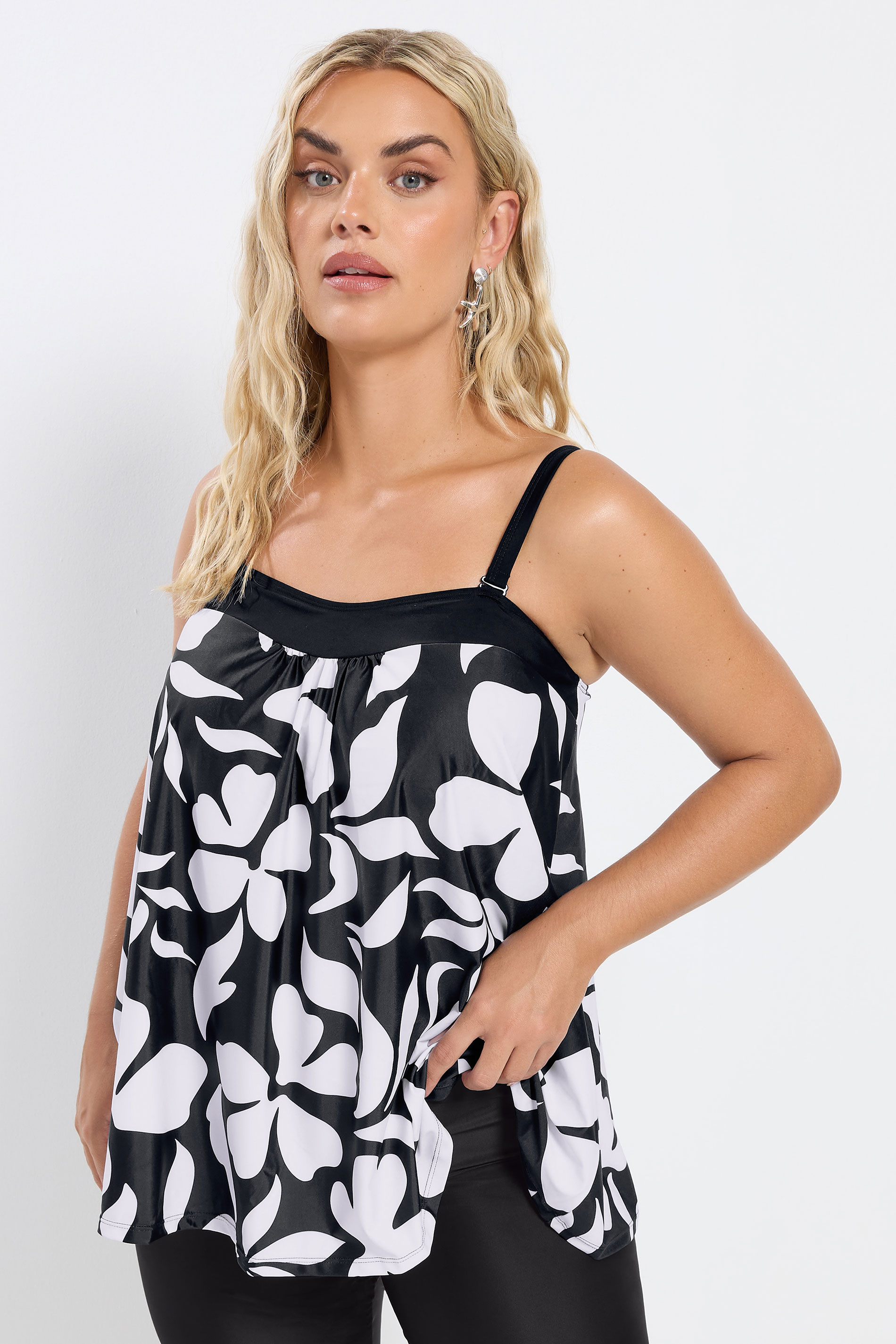 YOURS Curve Plus Size Black High Waist Swim Shorts | Yours Clothing  1