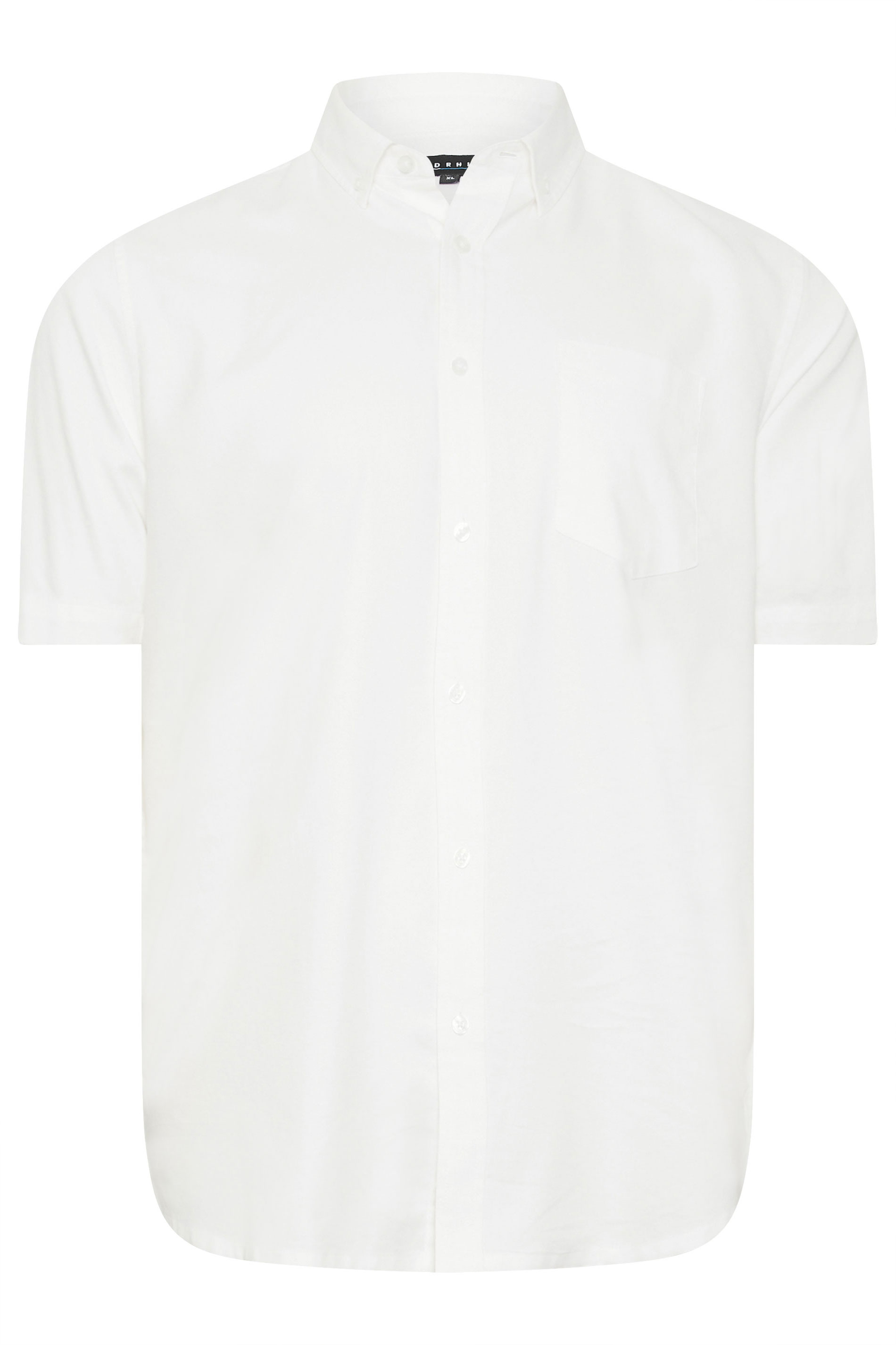 BadRhino Big & Tall Premium White Short Sleeve Oxford Cotton Shirt 2