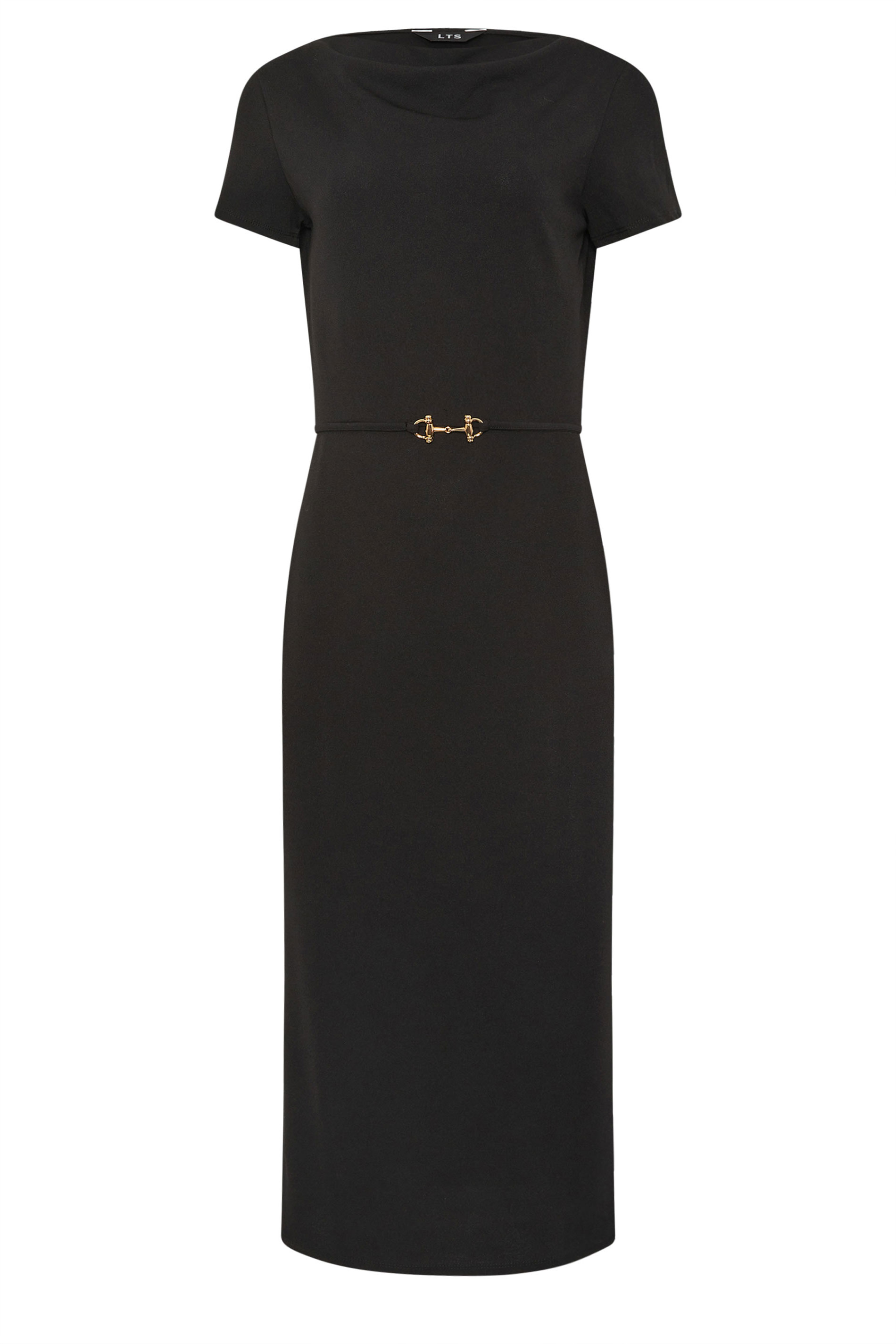 LTS Tall Black Midi Buckle Dress 5