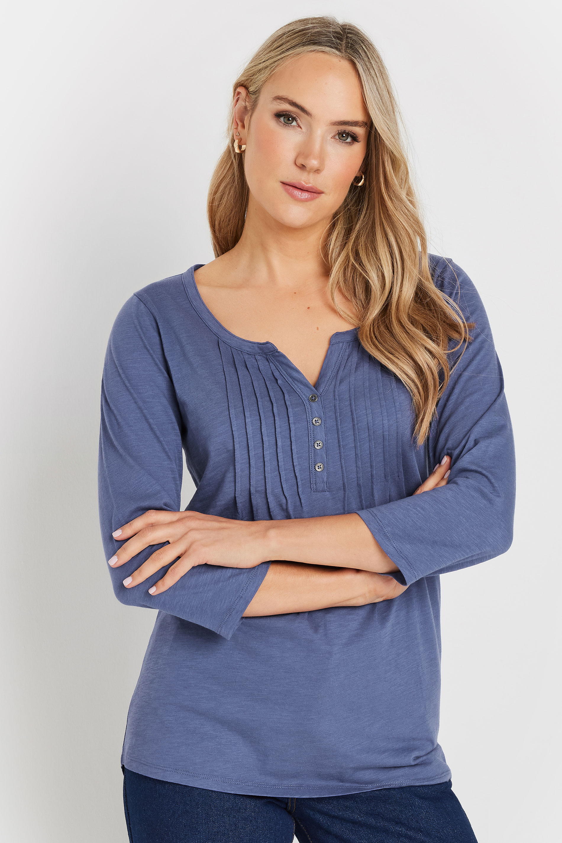 LTS Tall 2 PACK Light Pink & Blue Cotton Henley Tops | Long Tall Sally 2