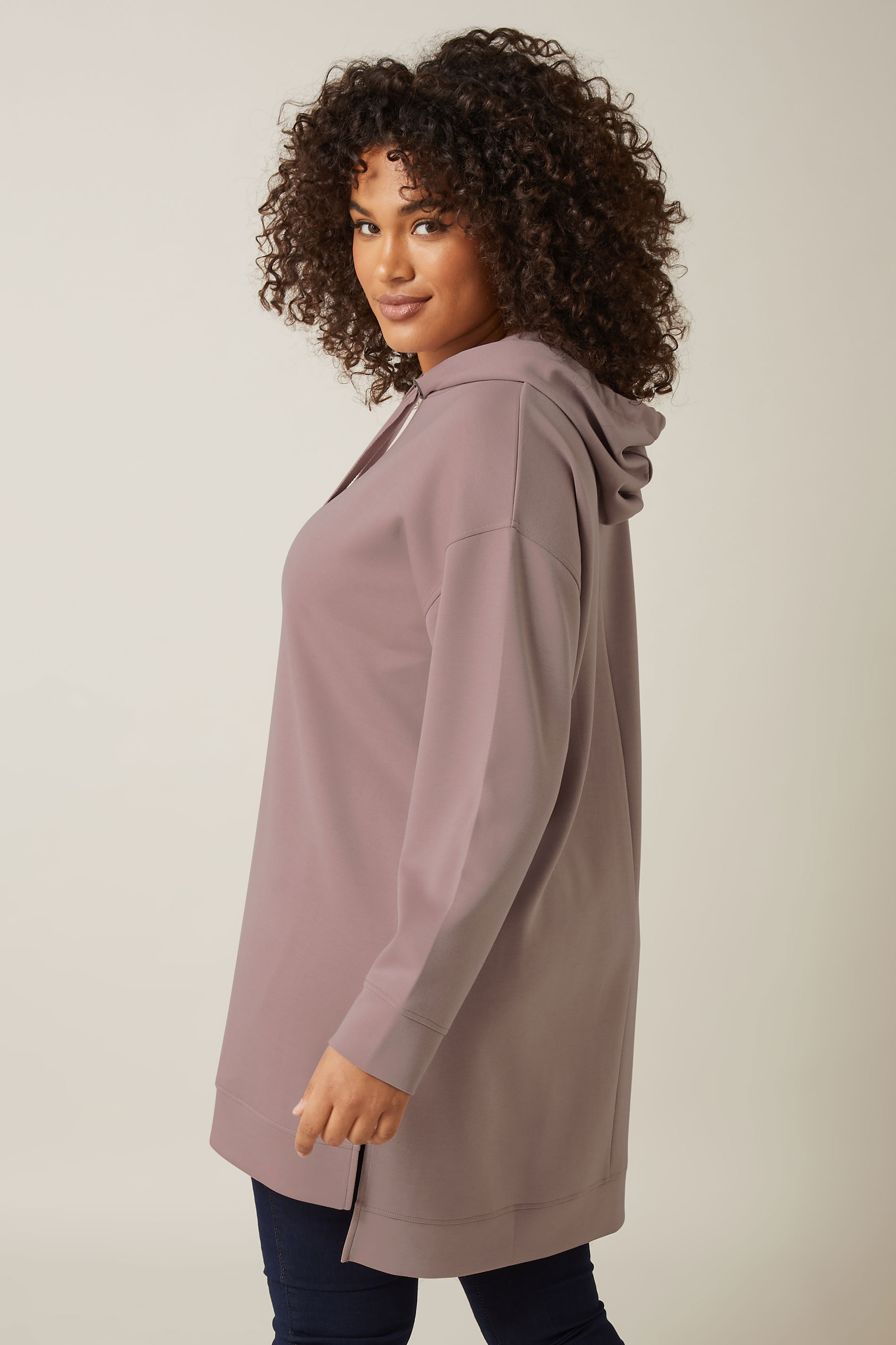 EVANS Plus Size Pink Luxe Drawstring Hoodie | Evans 2