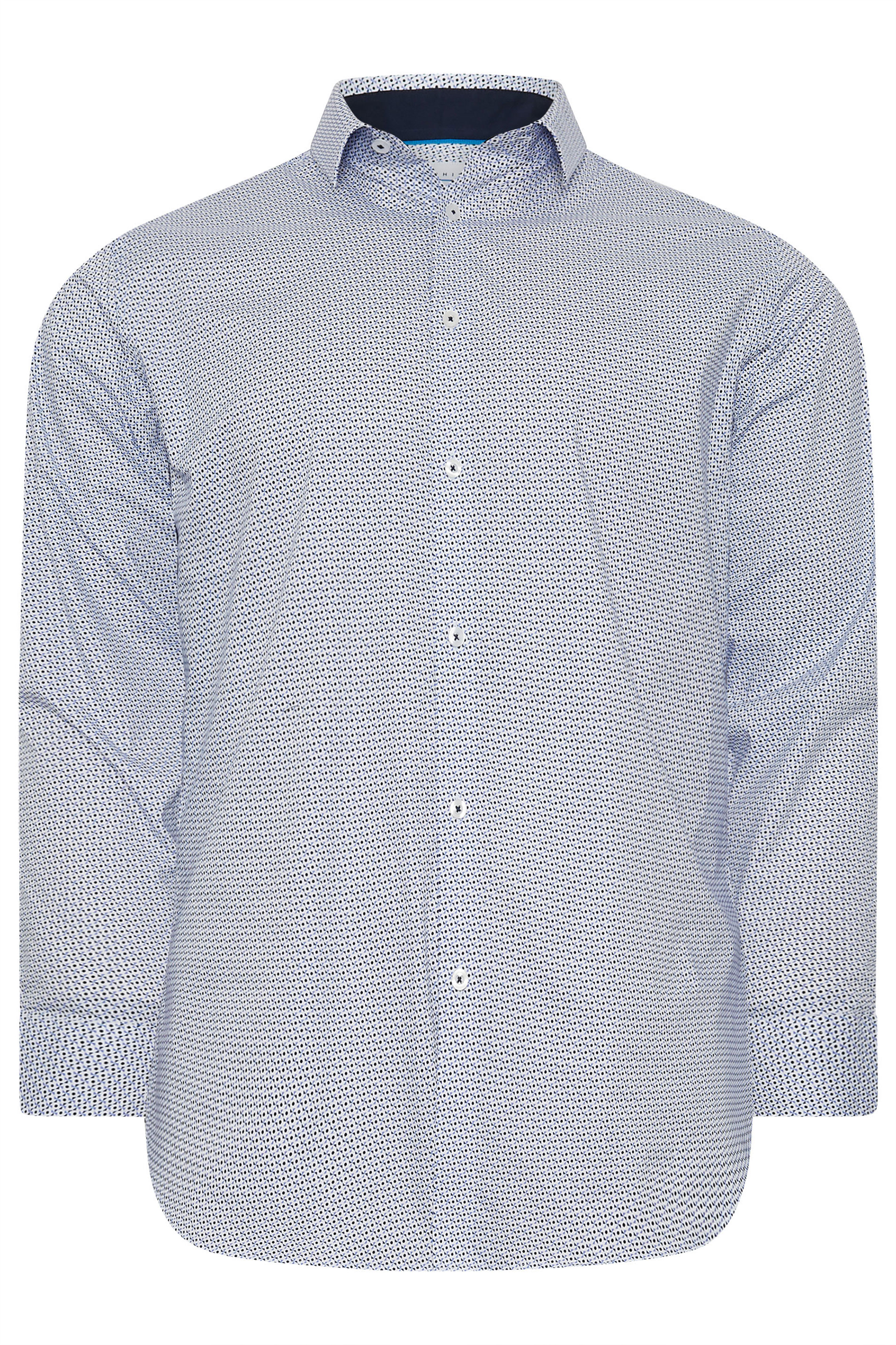 BadRhino Tailoring Big & Tall Blue Abstract Print Formal Shirt | BadRhino 6