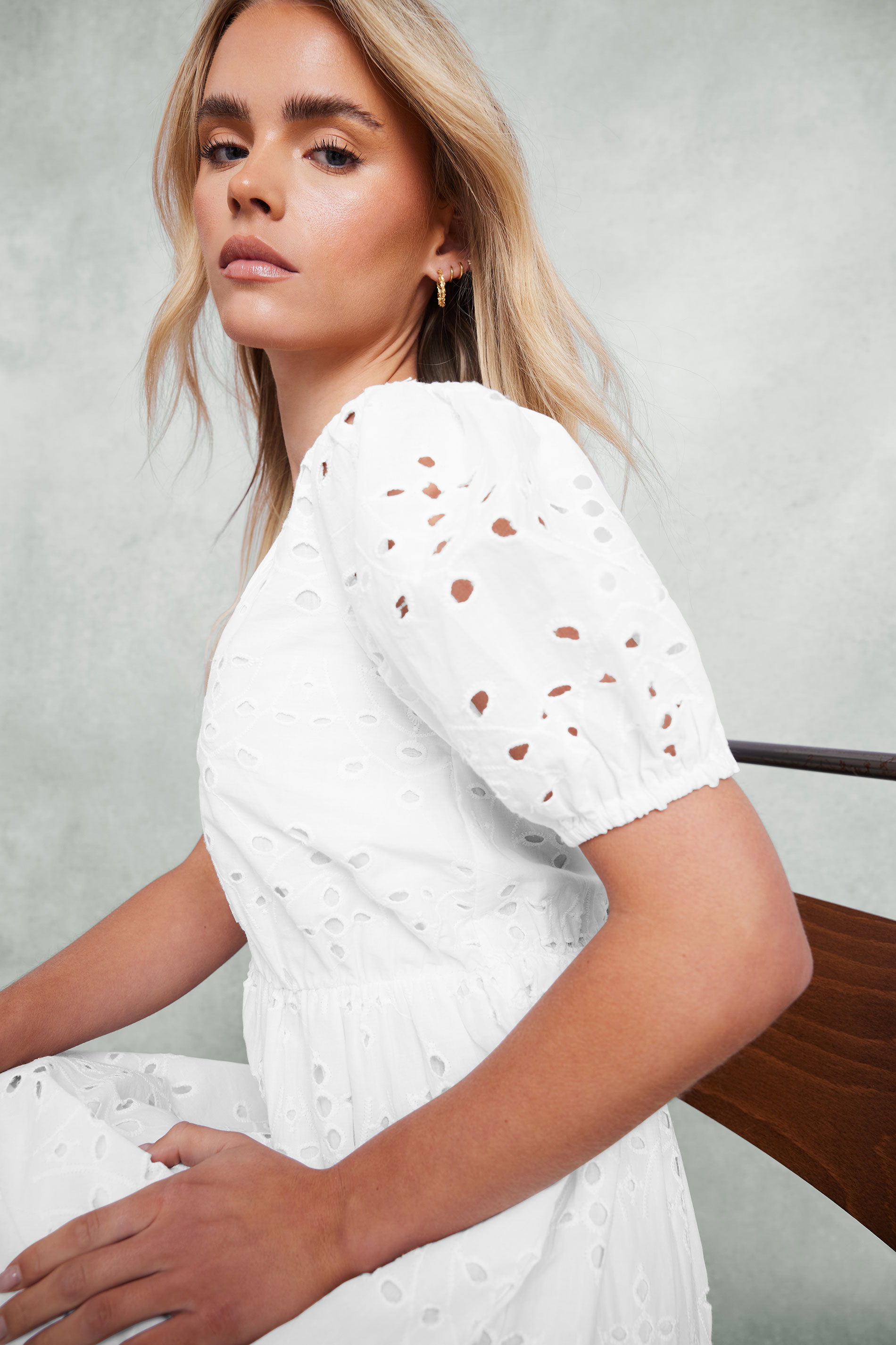 M&Co Petite White Cotton Broderie Tiered Dress | M&Co 6