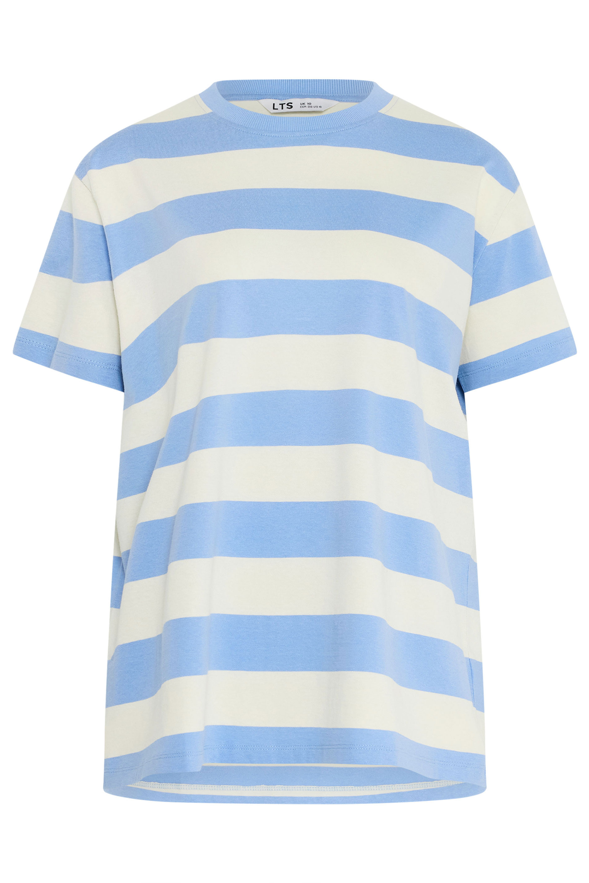 LTS Tall Women's White & Blue Stripe Cotton Oversized T-Shirt | Long Tall Sally 5