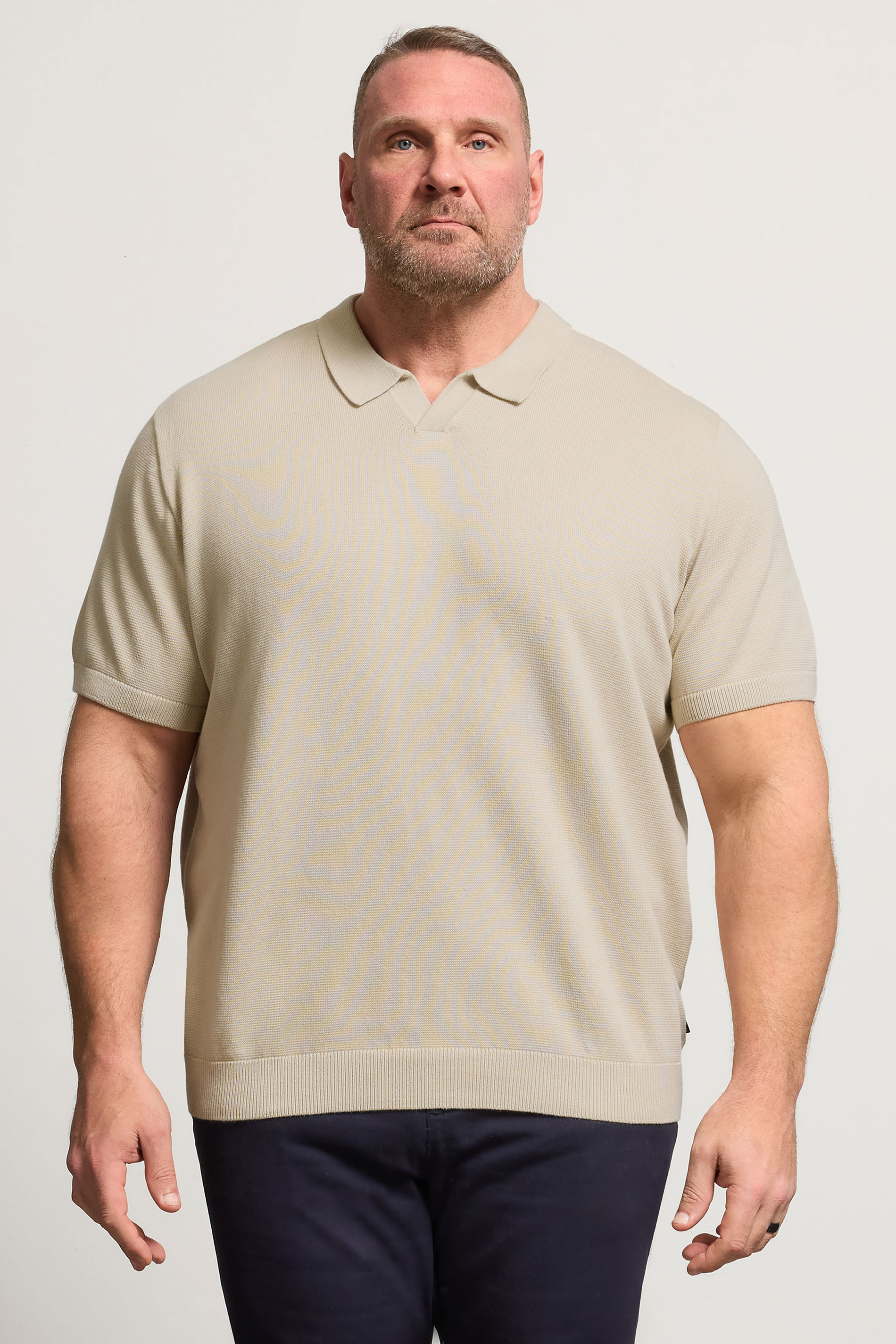 JACK & JONES Big & Tall Stone Brown Knitted Polo | BadRhino 3