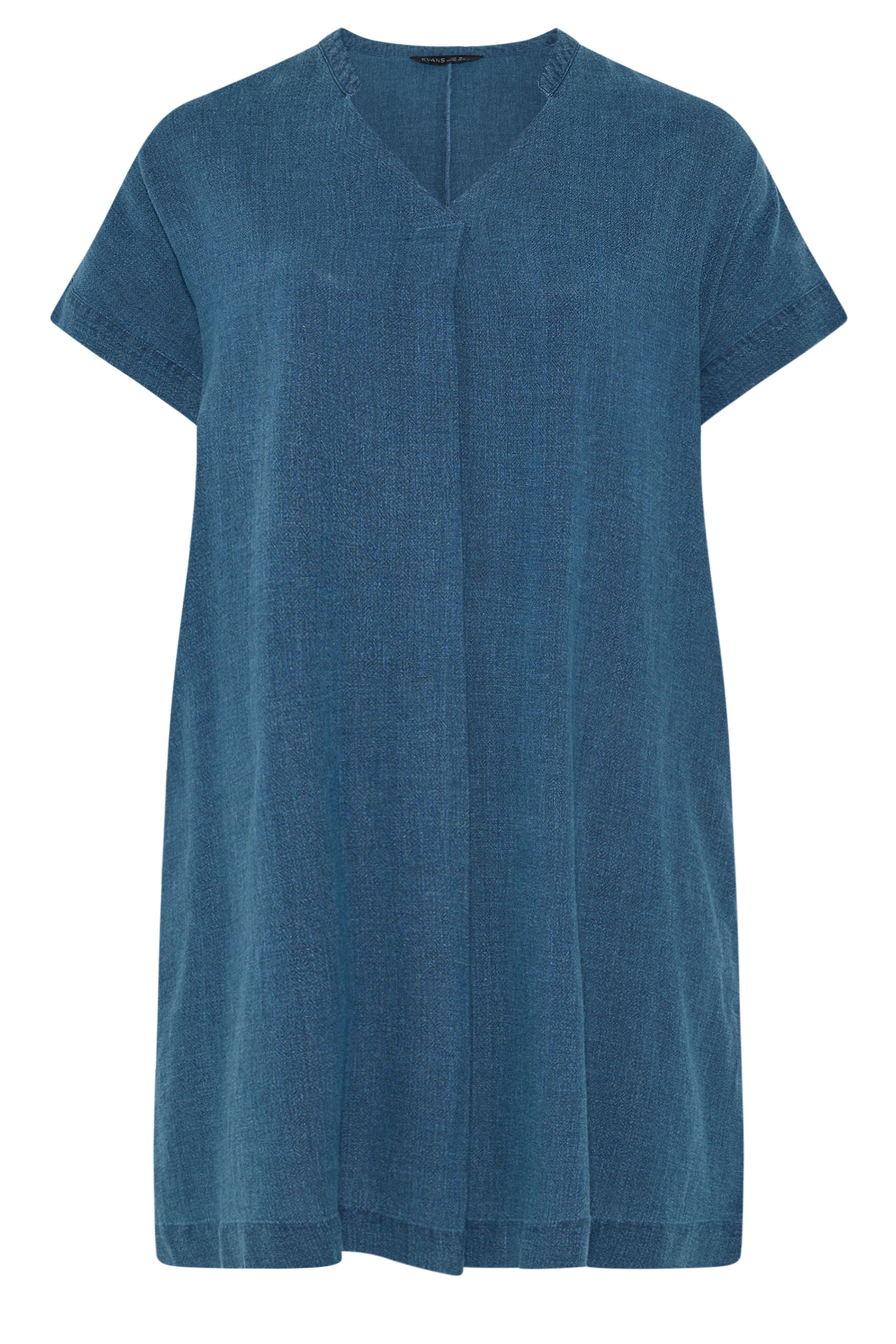 EVANS Plus Size Blue Premium Linen Shift Denim Dress | Evans 7