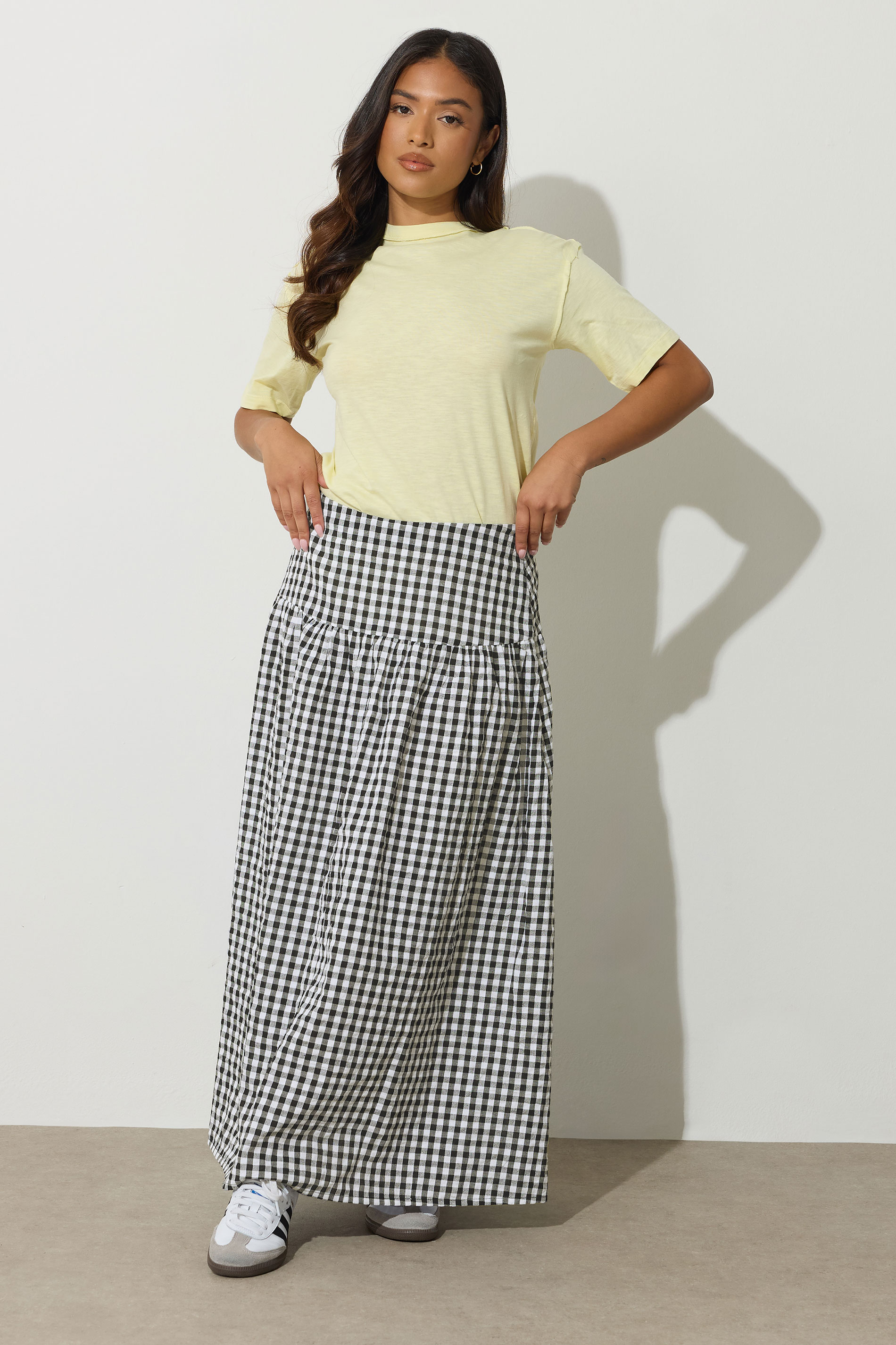 PixieGirl Petite Women's Black Gingham Print Maxi Skirt | PixieGirl 3