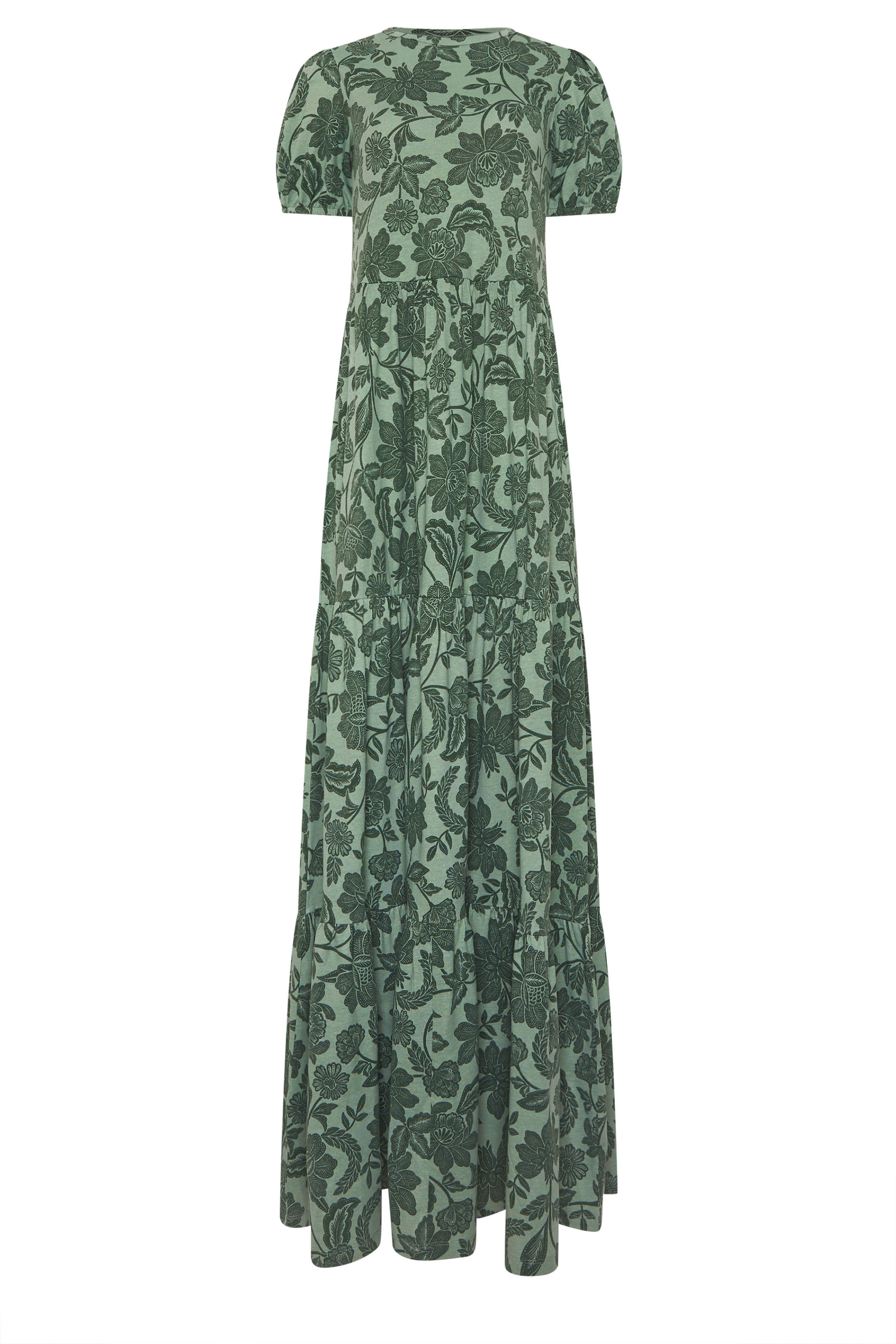 LTS Tall Women's Green Floral Tiered Cotton Maxi Dress | Long Tall Sally 6