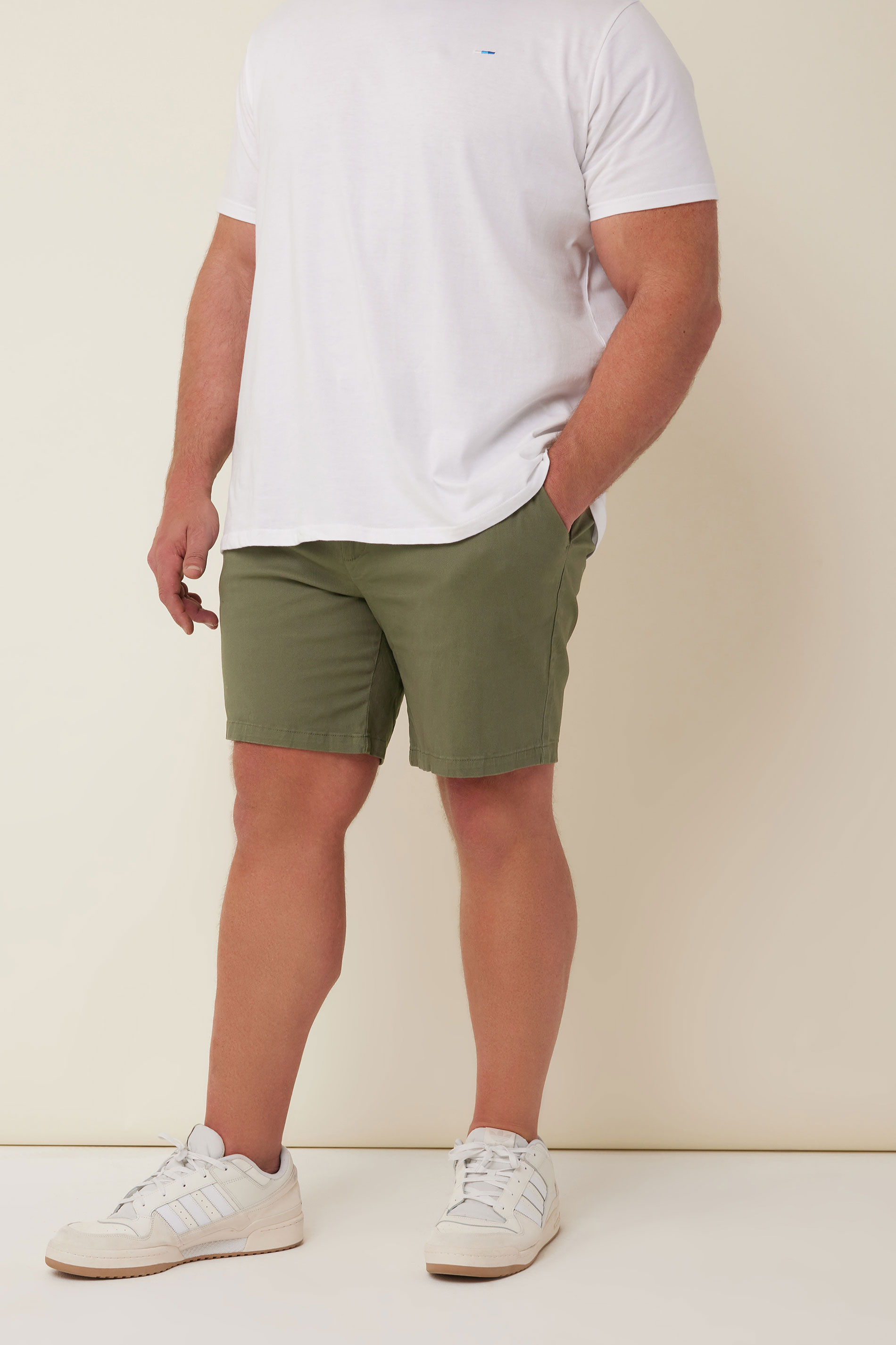 BadRhino Khaki Green Stretch Chino Shorts | BadRhino 3