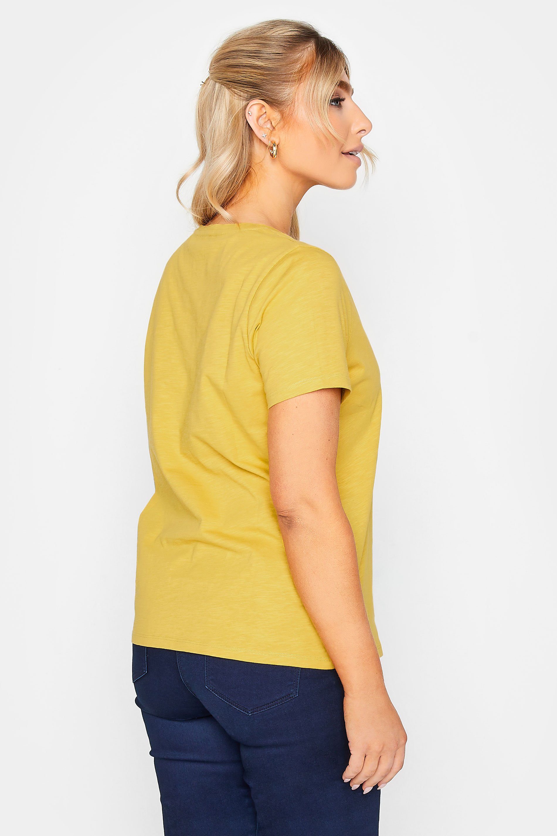 M&Co Yellow V-Neck Cotton T-Shirt | M&Co 3