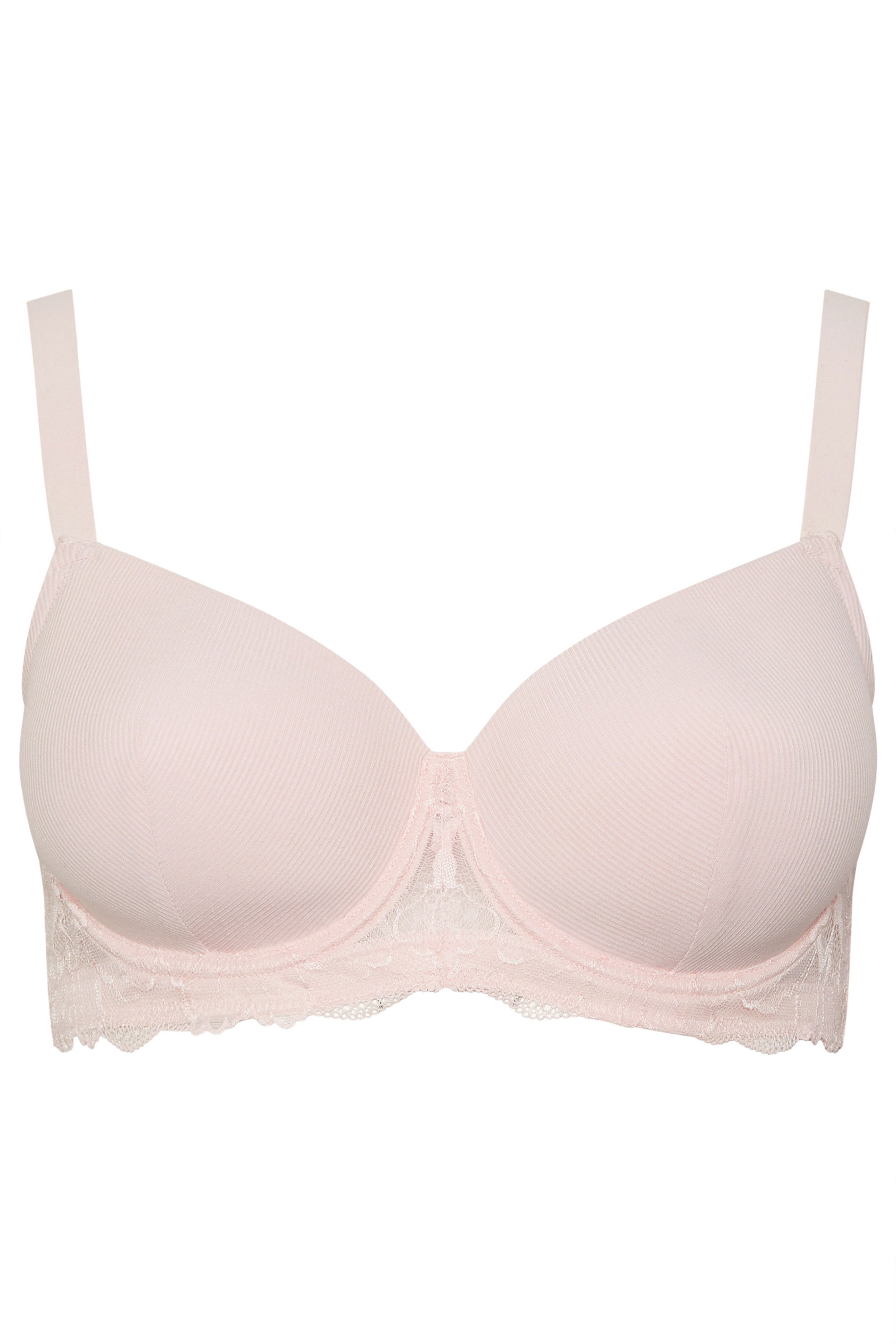 YOURS Plus Size Pink Soft Touch Ribbed Underwired Bra | Yours Clothing 5