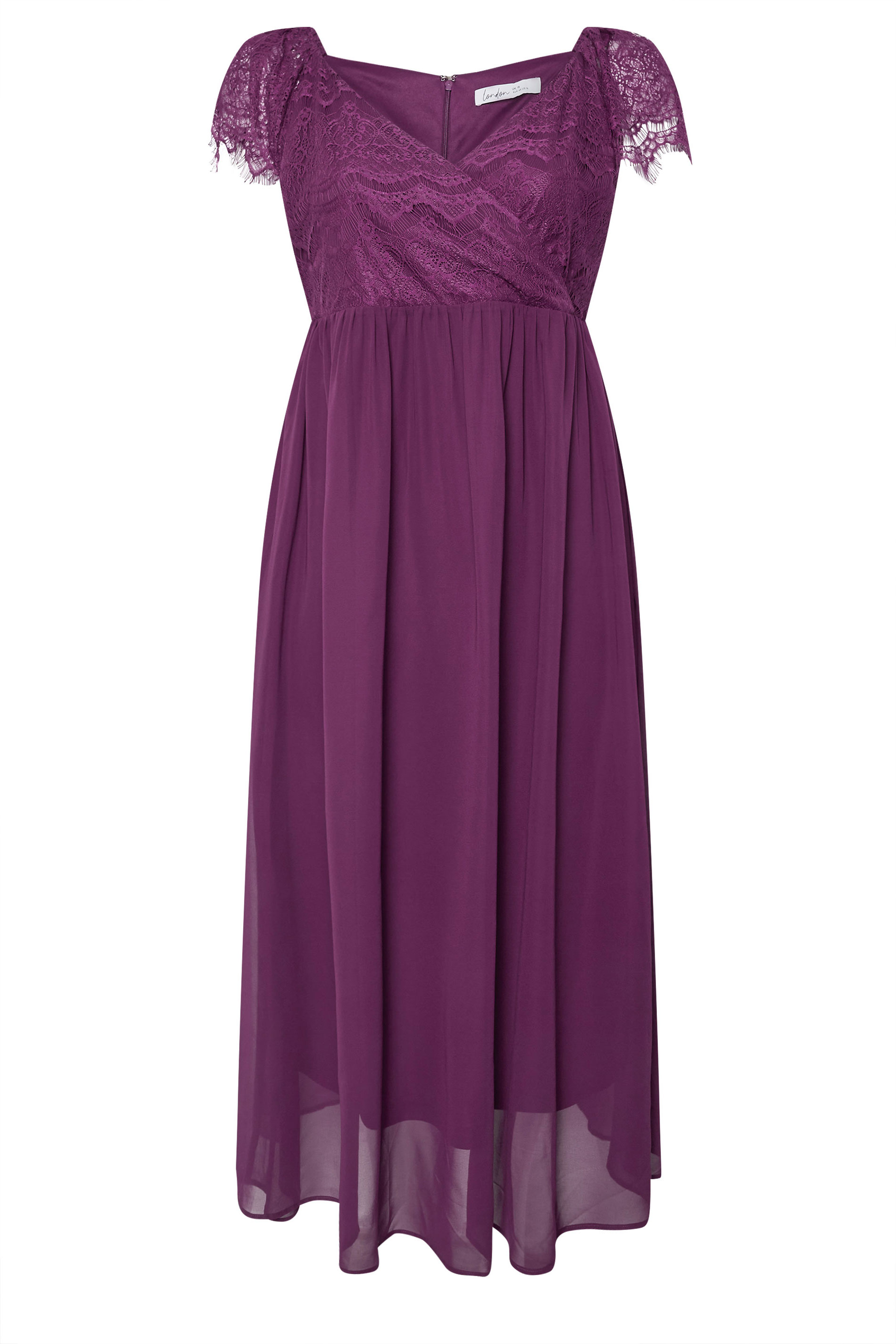 YOURS LONDON Plus Size Purple Lace Maxi Wrap Dress | Yours Clothing 5