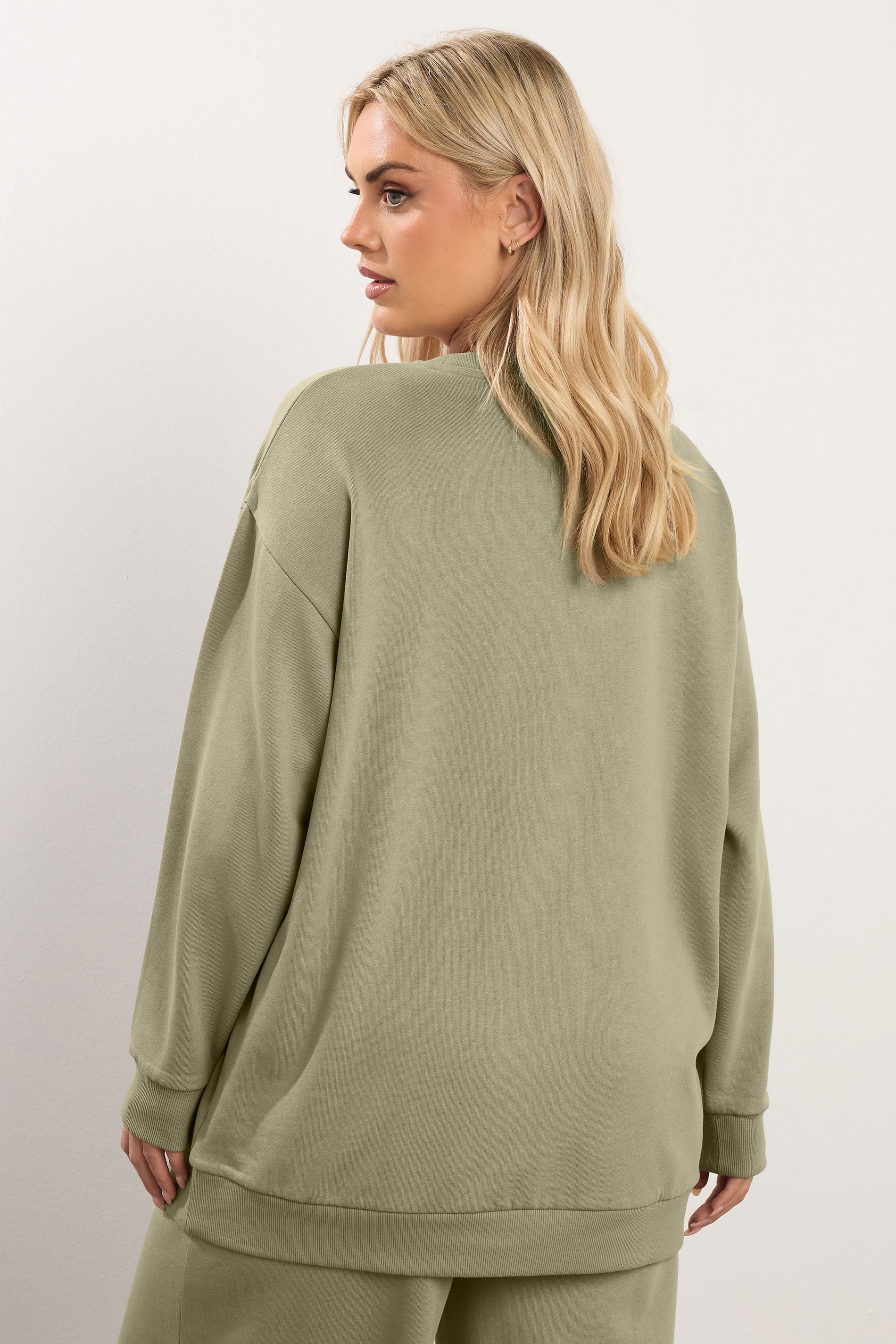 YOURS Plus Size Light Khaki Green Sweatshirt  | Yours Clothing 4