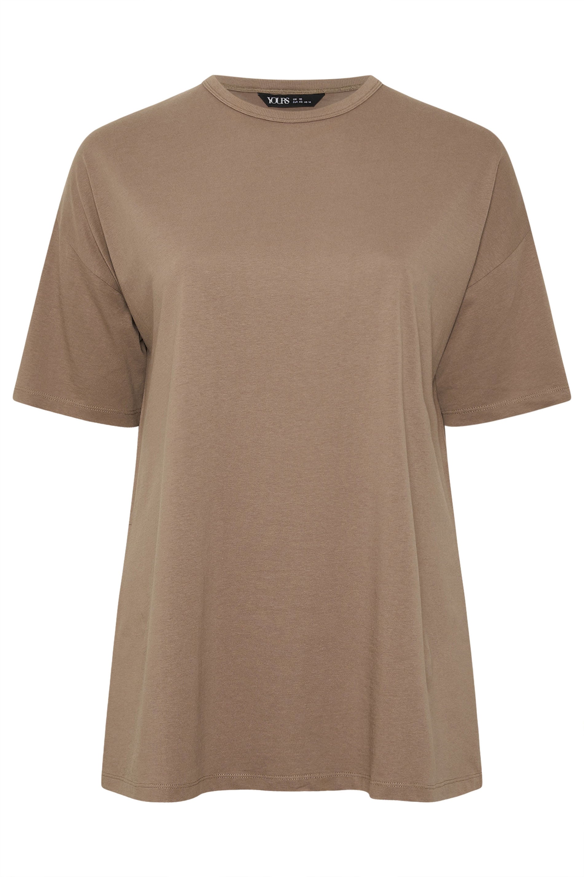 YOURS Plus Size Brown Side Split Relaxed Longline T-Shirt | Yours Clothing 5