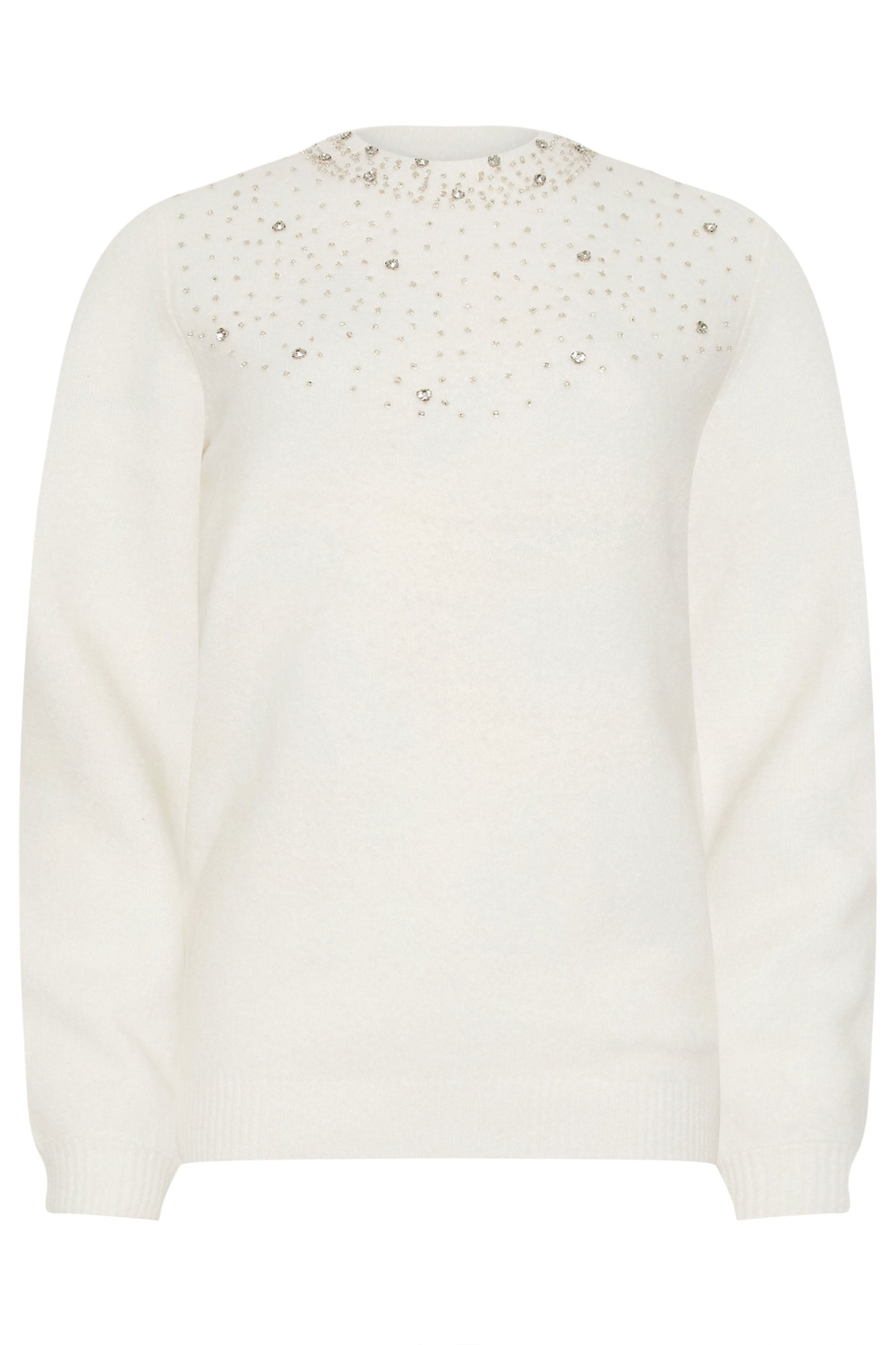 LTS Tall White Embellished Neck Jumper | Long Tall Sally 6