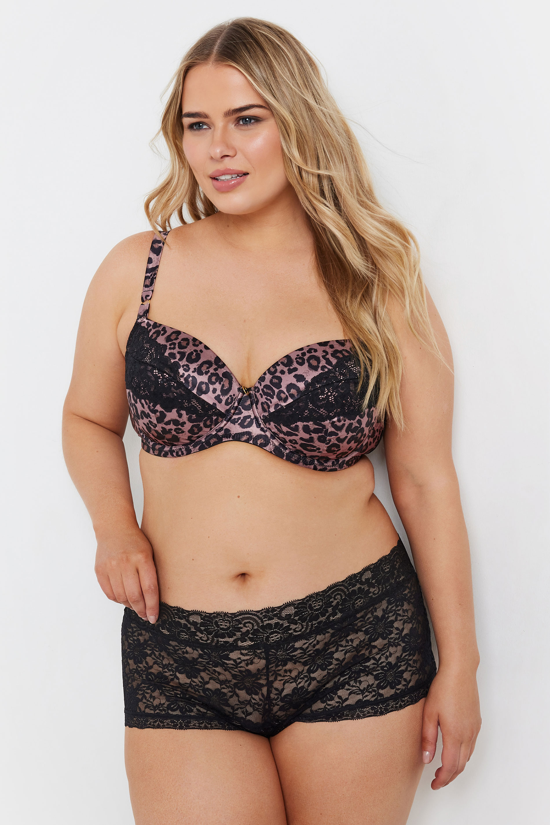 YOURSET Plus Size 3 PACK Red & Black Leopard Print Lace Mid Rise Shorts | Yours Clothing 7