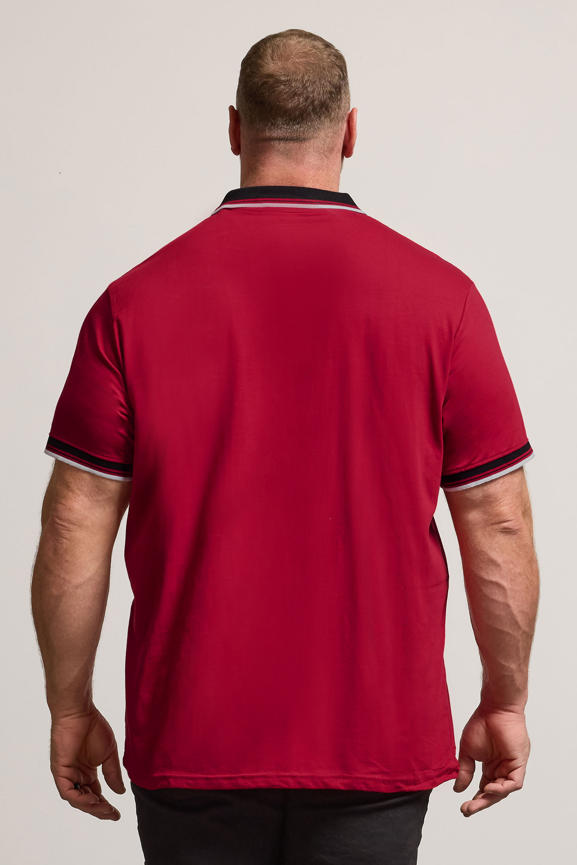 BadRhino Big & Tall Red Contrast Tipped Detail Polo Shirt | BadRhino 2