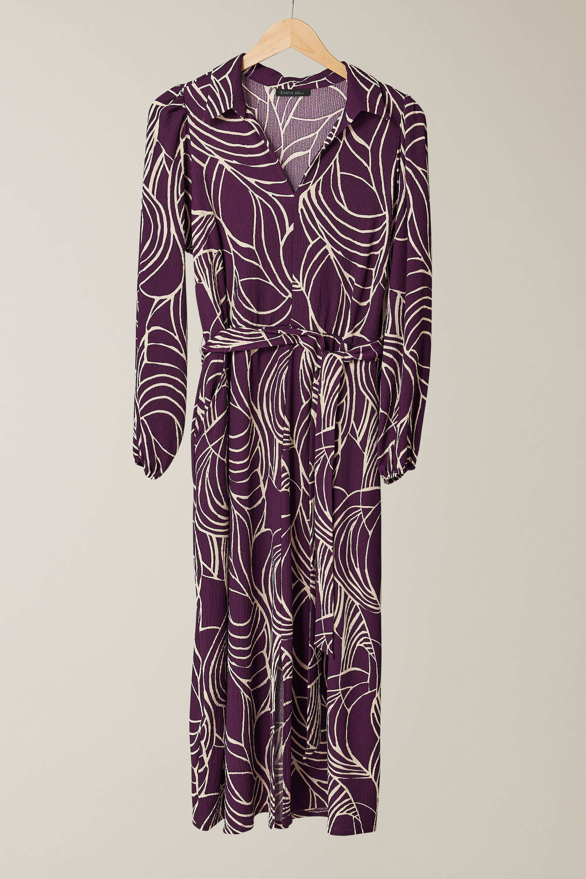 EVANS Plus Size Purple Linear Print Belted Shirt Dress | Yours Clothing 5
