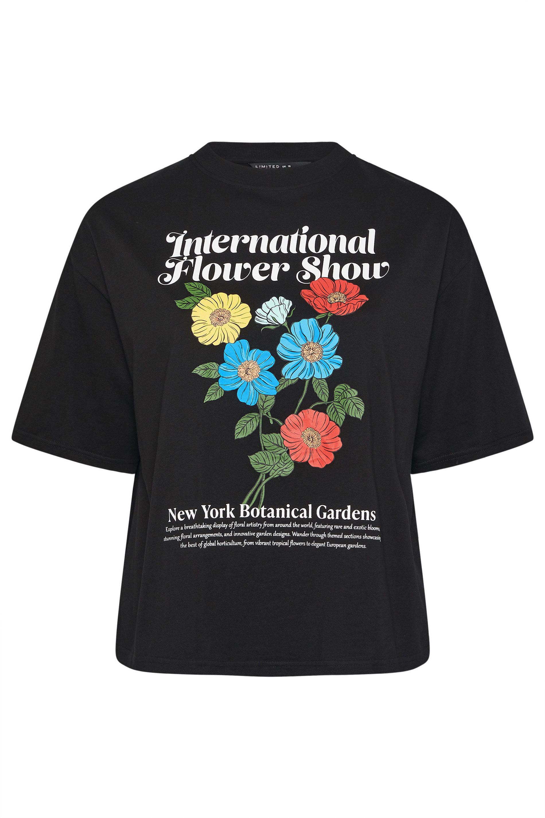 LIMITED COLLECTION Plus Size Black 'Flower Show' Graphic T-Shirt | Yours Clothing 5