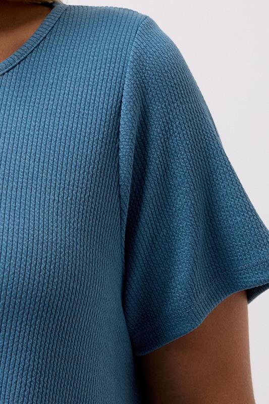 YOURS Plus Size Blue Ribbed Soft Touch T-Shirt | Yours Clothing 4