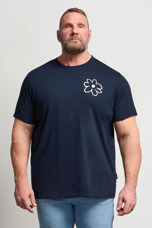 BadRhino Big & Tall Navy Blue Flower Graphic T-Shirt | BadRhino 2