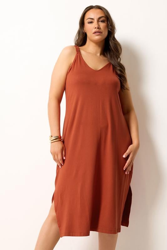  YOURS Curve Burnt Orange Midi Dress