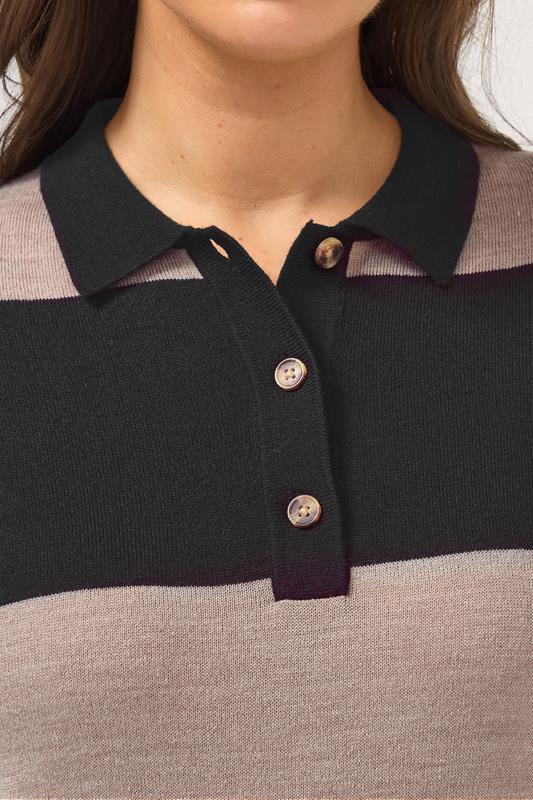 YOURS Plus Size Black Rugby Collar Knitted Jumper Dress | Yours Clothing 4