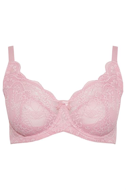 YOURS Plus Size Pink Swirl Lace Underwired Non-Padded Bra | Yours Clothing 5