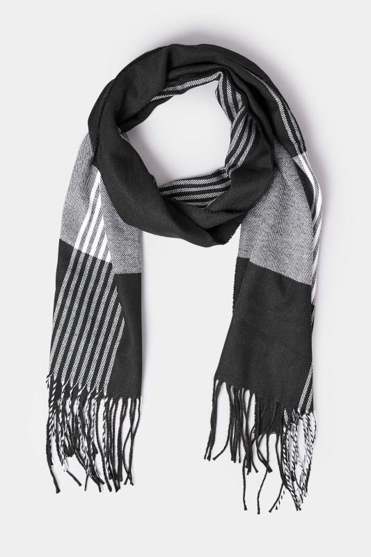 Black Check Tassel Scarf | Yours Clothing  2