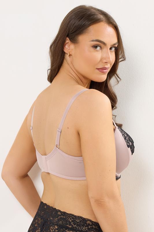 YOURS Curve Blush Pink Lace Trim Underwired Bra | Yours Clothing 2
