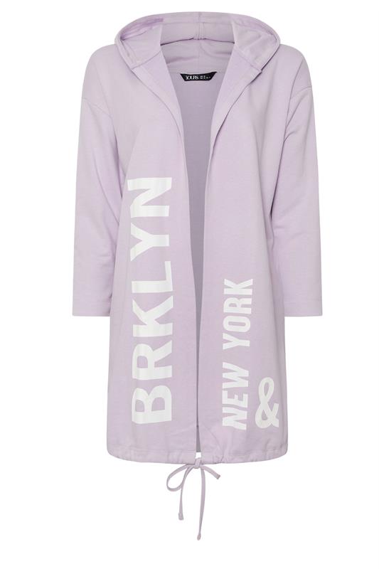 YOURS Plus Size Purple 'BRKLYN' Slogan Longline Hoodie | Yours Clothing  6