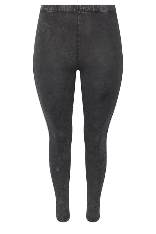 YOURS ACTIVE Plus Size Grey Acid Wash Side Stripe Leggings | Yours Clothing 5