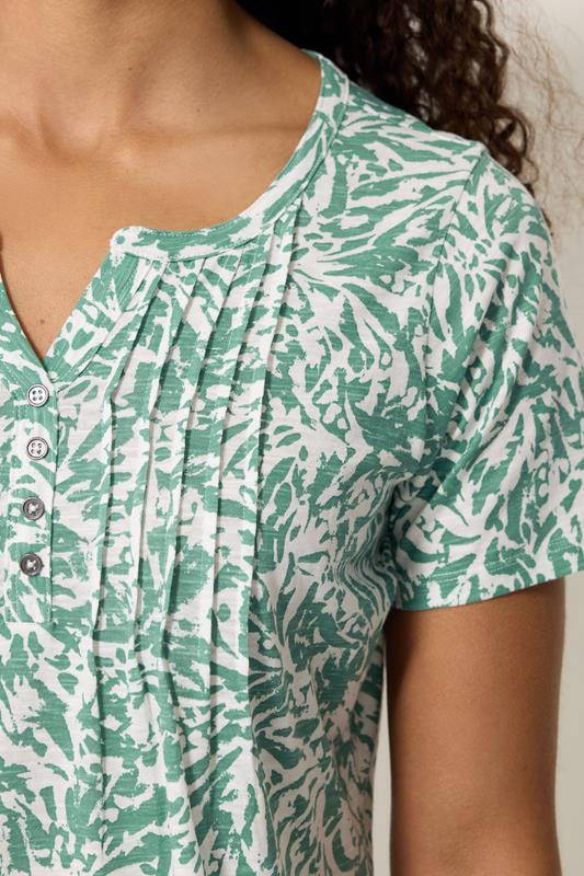 M&Co Green Abstract Print Cotton Henley Top | M&Co 4