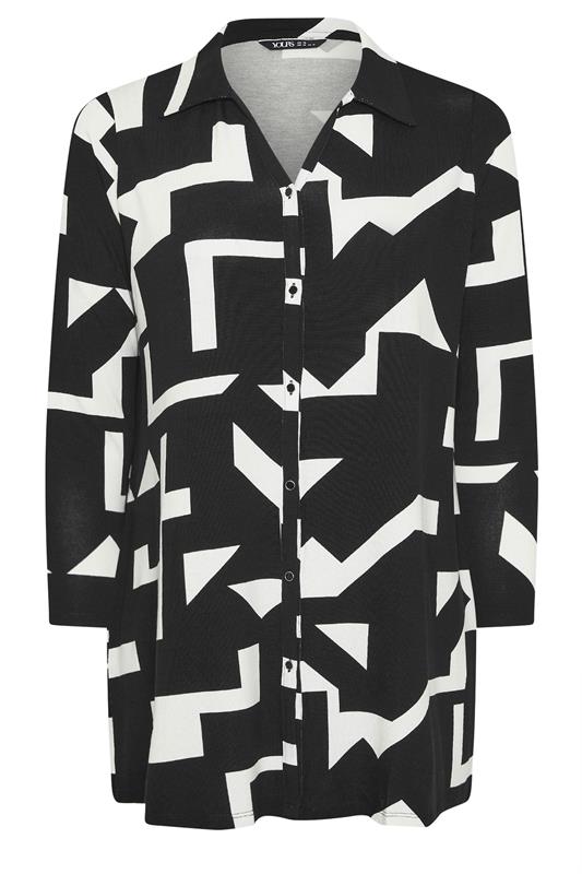 YOURS Plus Size Black & White Abstract Shirt | Yours Clothing 6