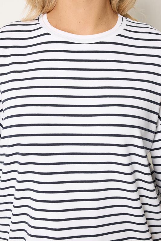 YOURS Plus Size White Stripe Ringer T-Shirt | Yours Clothing 4