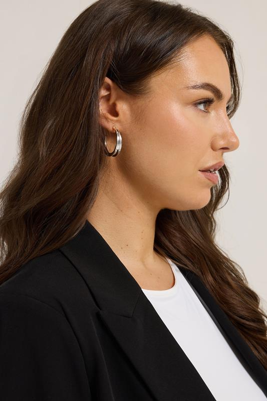 YOURSET 3 PACK Silver Tone Mixed Hoop Earring Set | Yours Clothing 2