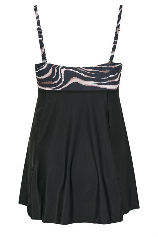 YOURS Plus Size Black Zebra Print Tummy Control Swim Dress | Yours Clothing 10