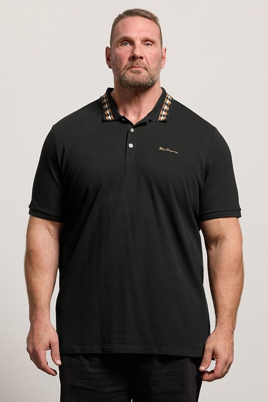 Ben Sherman Big & Tall Black Pique Polo Shirt