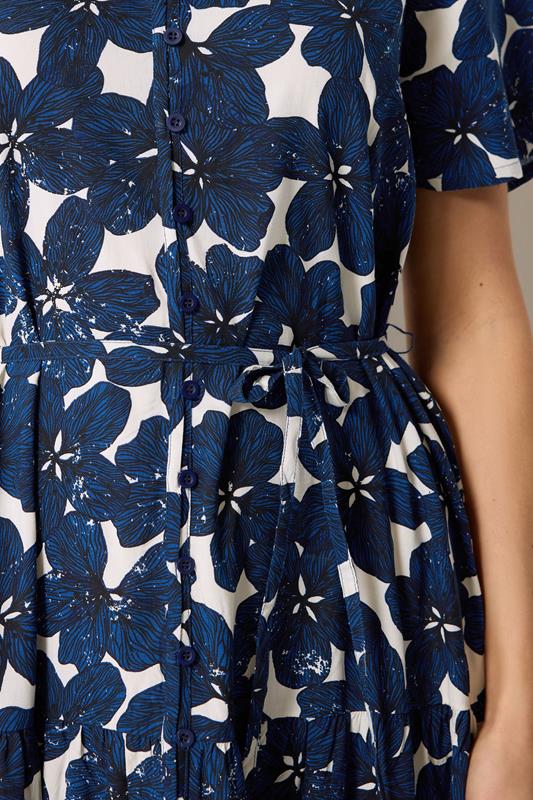 LTS Tall Women's Indigo Blue Floral Tie Waist Maxi Dress | Long Tall Sally 5
