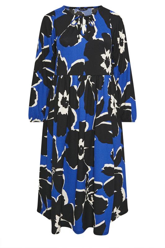 EVANS Plus Size Blue Floral Tie Neck Maxi Dress | Evans 5