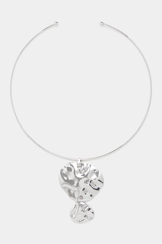 Silver Tone Circle Pendant Collar Necklace | Yours Clothing 1