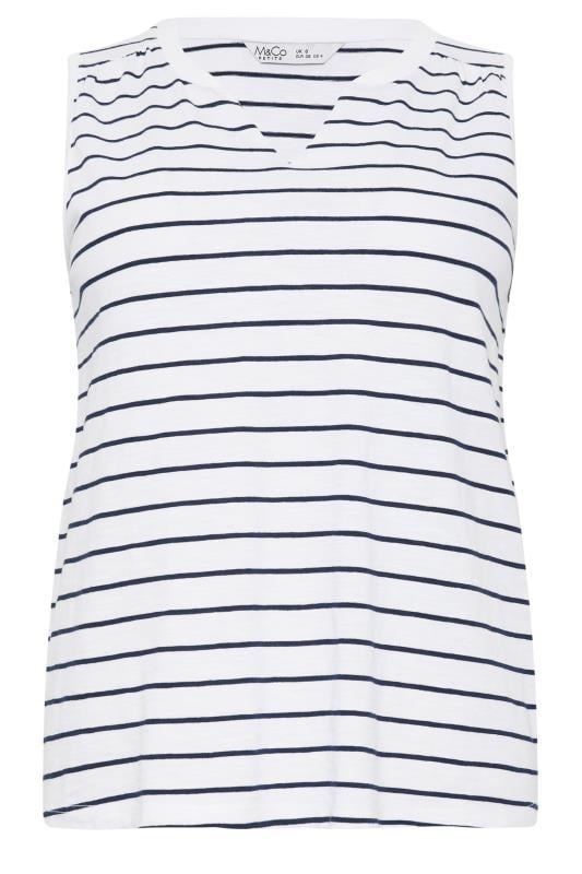 M&Co Petite White Striped Sleeveless Notch Neck Cotton Vest Top | M&Co 6