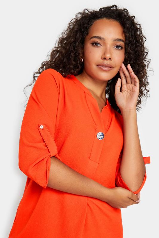 M&Co Bright Orange Statement Button Tab Sleeve Blouse | M&Co 4