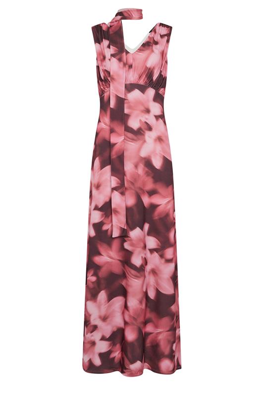 LTS Tall Women's Pink Floral Scarf Detail Maxi Dress | Long Tall Sally 6