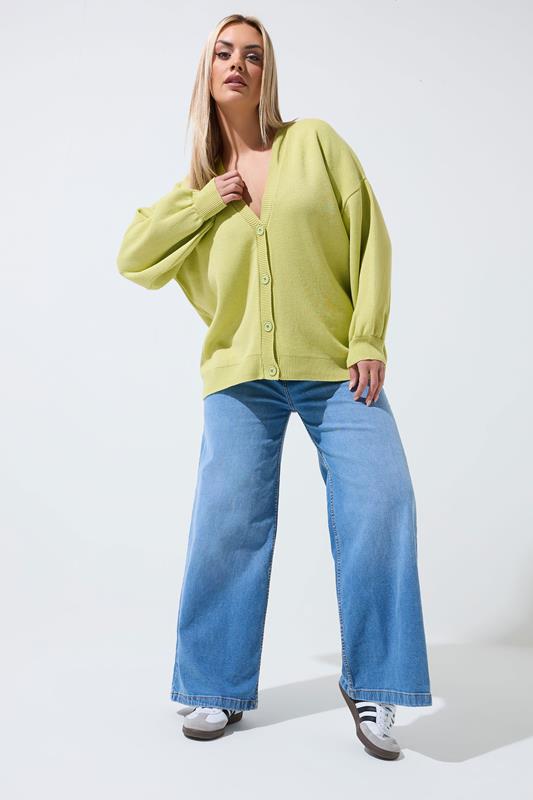 LIMITED COLLECTION Plus Size Green Balloon Sleeve Cardigan | Your Clothing 1