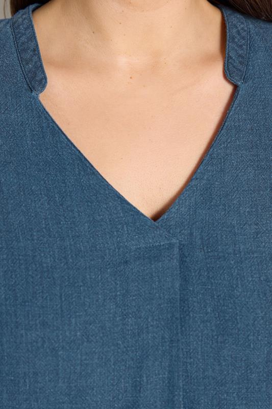 EVANS Plus Size Blue Premium Linen Shift Denim Dress | Evans 6