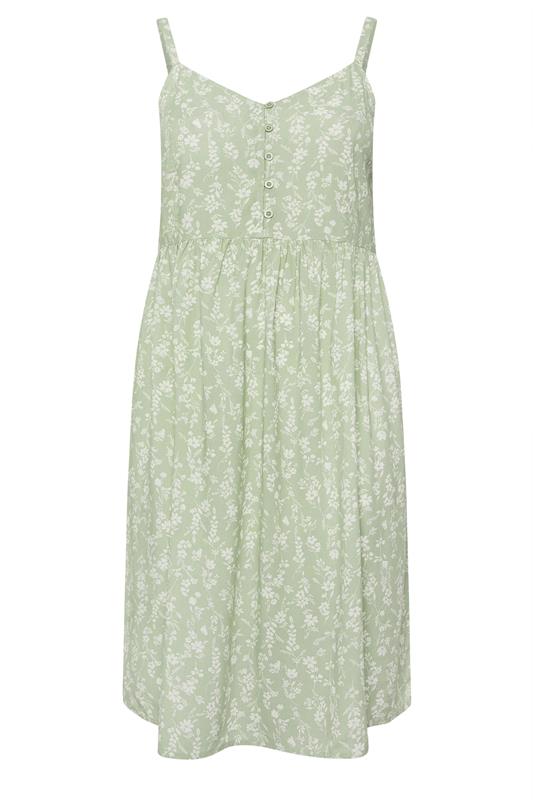 YOURS Plus Size Sage Green Ditsy Floral Strappy Sundress | Yours Clothing 7