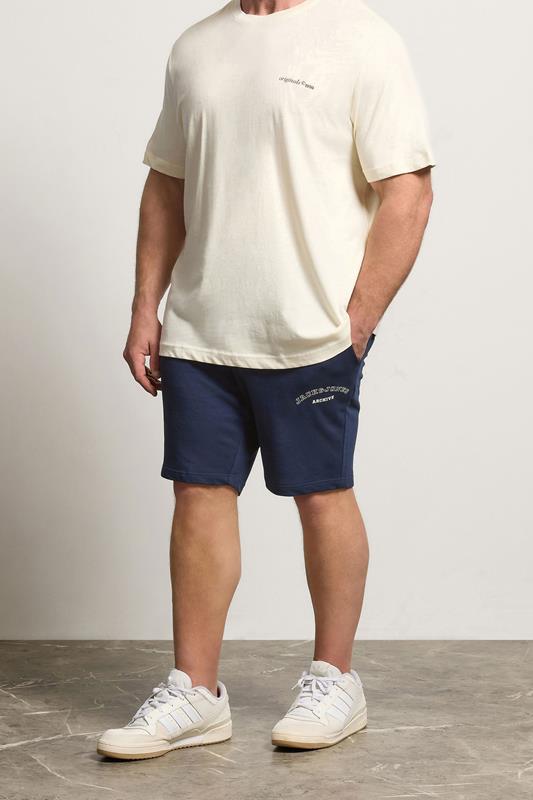 JACK & JONES Big & Tall Navy Blazer Blue Jogger Sweat Shorts | BadRhino 1