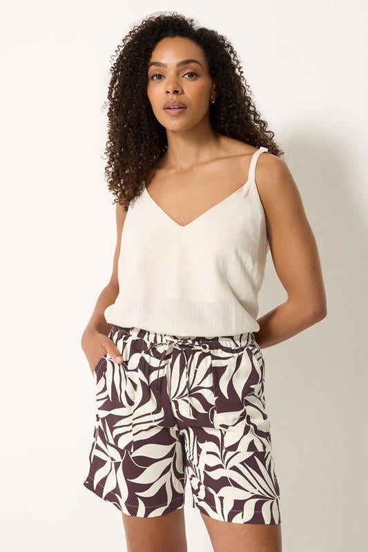  M&Co Berry Purple Leaf Print Shorts